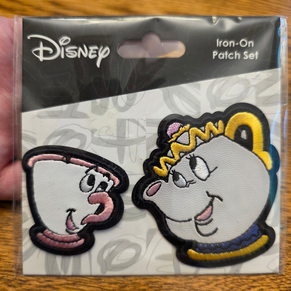 Disney Beauty and the Beast Mrs Potts Chip Iron On Patch Set Neon Tuesday NEW